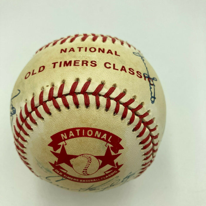 Hall Of Fame Multi Signed Cracker Jack Old Timers Game Baseball Beckett COA