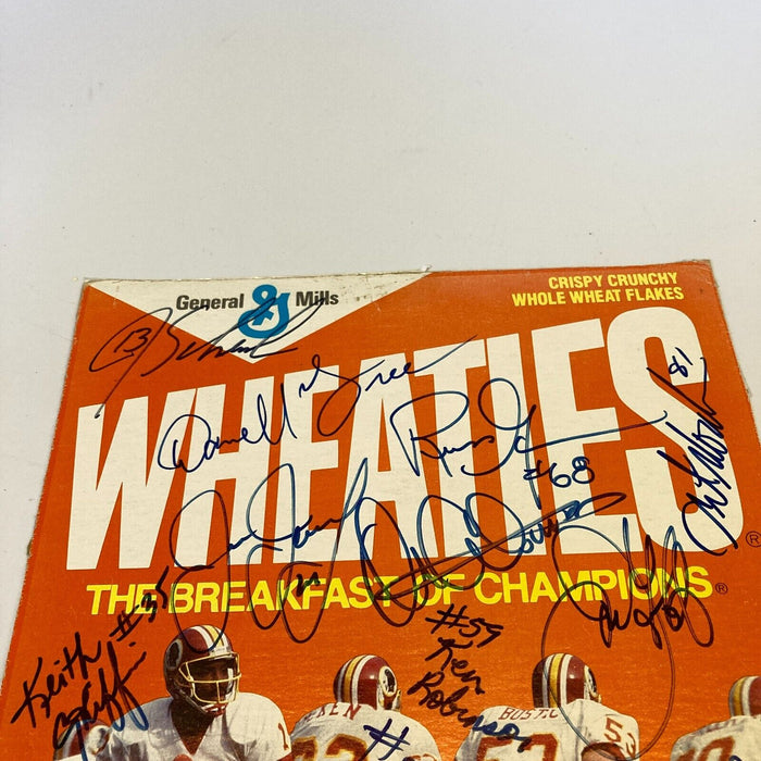1988 washington Redskins Super Bowl Champs Team Signed Wheaties Box JSA COA