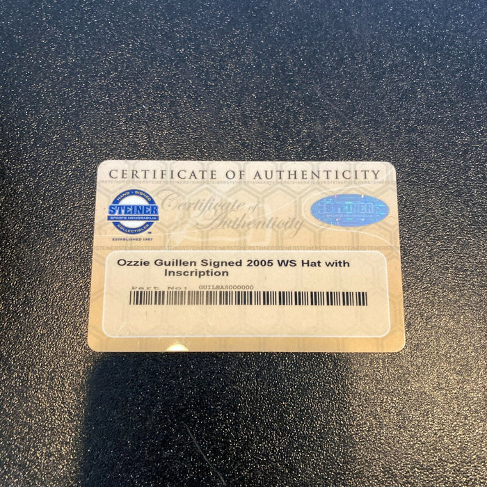 Ozzie Guillen 2005 W.S. Champs Signed Chicago White Sox W.S. Hat Steiner COA