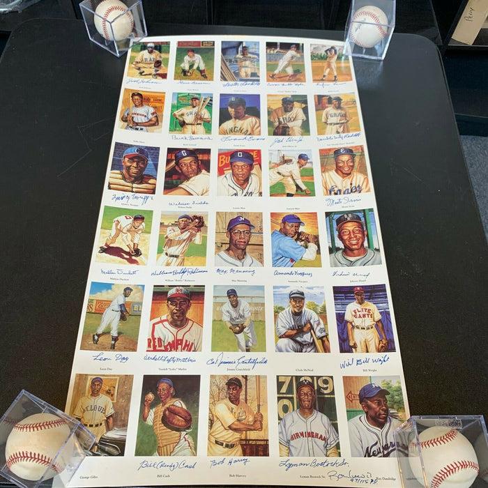 Rare Ron Lewis Negro League Complete Set Uncut Sheet 24 Signatures JSA COA