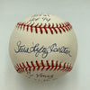 Steve Carlton Signed Heavily Inscribed STAT National League Baseball Beckett