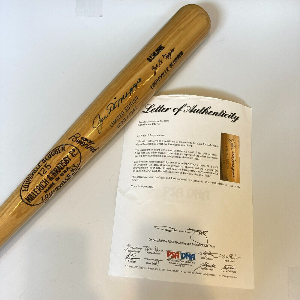 Beautiful Joe Dimaggio Signed Louisville Slugger Game Model Baseball Bat PSA DNA