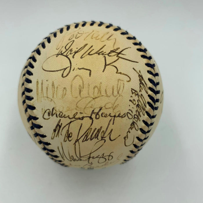 1996 Yankees WS Champs Team Signed Mickey Mantle Day Baseball W/ Derek Jeter JSA