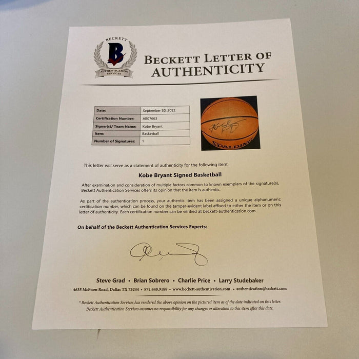Kobe Bryant Signed Spalding Official NBA Game Basketball Beckett COA & PSA DNA