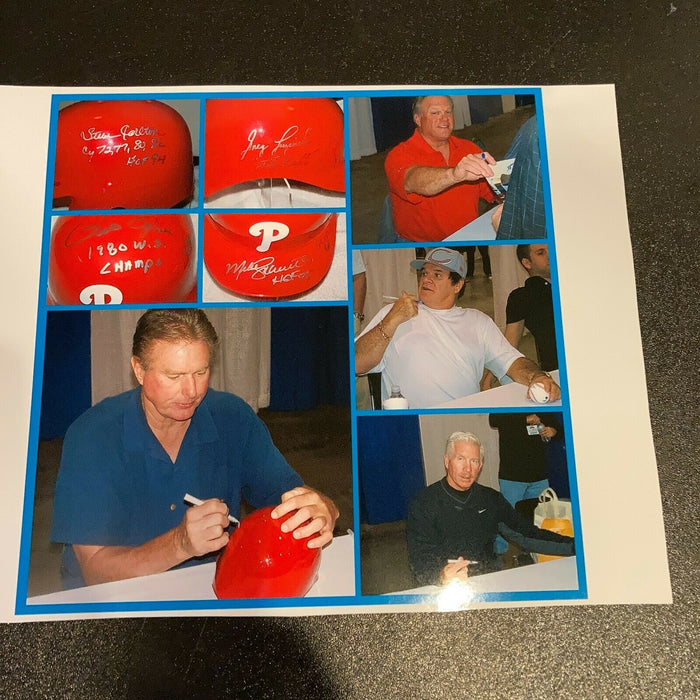 Mike Schmidt Pete Rose Steve Carlton 1980 W.S. Champs Signed Phillies Helmet PSA