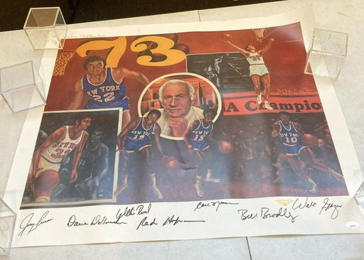 1972-73 New York Knicks NBA Champs Team Signed 29x24 Large Litho Photo JSA COA