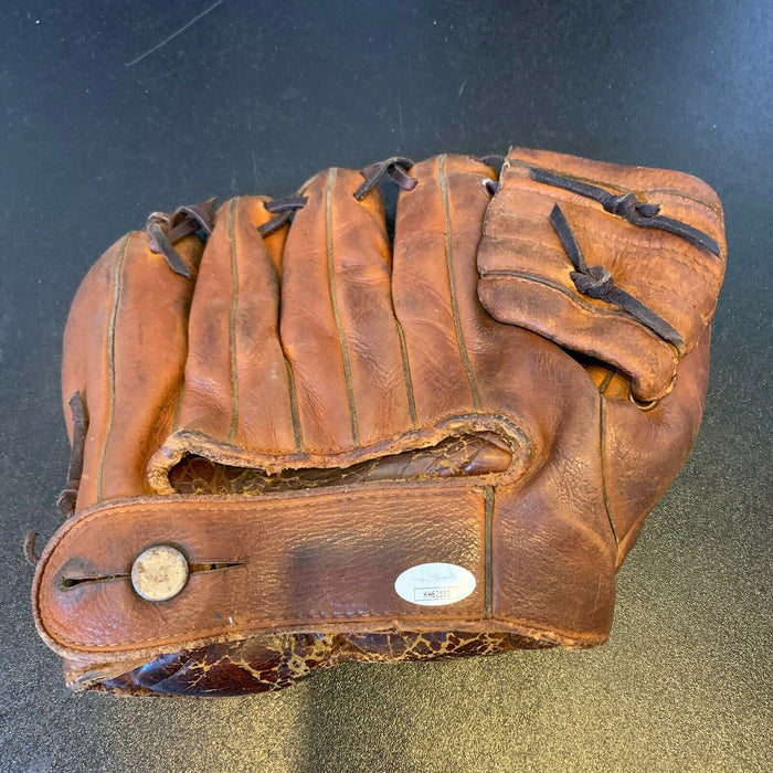 Warren Spahn Signed 1940's Game Model Glove With JSA COA