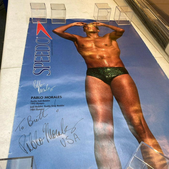 Pablo Morales USA Signed Large Speedo 24x36 Poster JSA COA