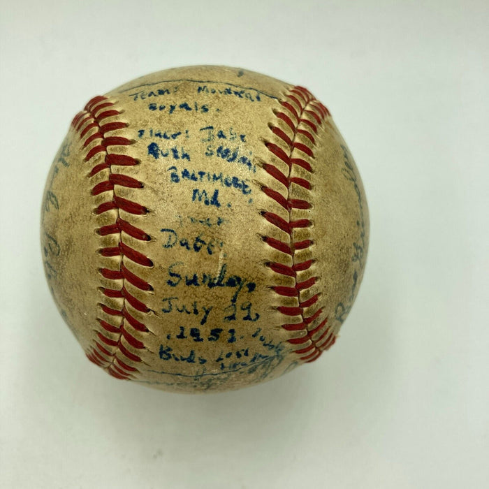 1951 Montreal Royals Dodgers Team Signed Game Used Baseball Tommy Lasorda