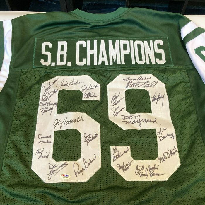 1969 New York Jets Super Bowl Champs Team Signed Jersey Joe Namath PSA DNA