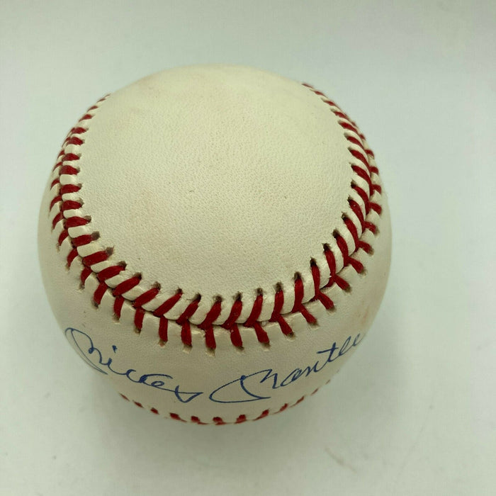 Beautiful Mickey Mantle Signed American League Baseball PSA DNA Graded MINT 9