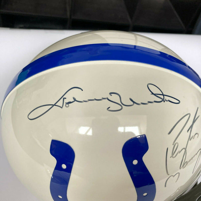 Johnny Unitas & Peyton Manning Signed Indianapolis Authentic Full Helmet JSA