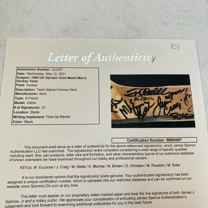 1980 Team USA Olympics Miracle On Ice Team Signed Hockey Stick 20 Sigs JSA COA