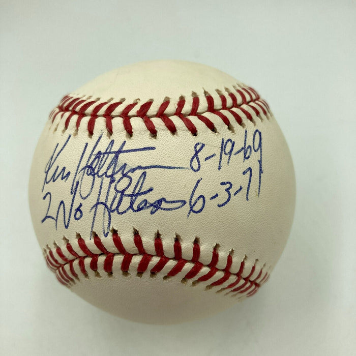 Ken Holtzman 2 No Hitters 1969 & 1971 Signed Inscribed Baseball With JSA COA