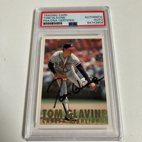1993 Fleer Tom Glavine Signed Promo Card With Fleer Stamp PSA DNA RARE
