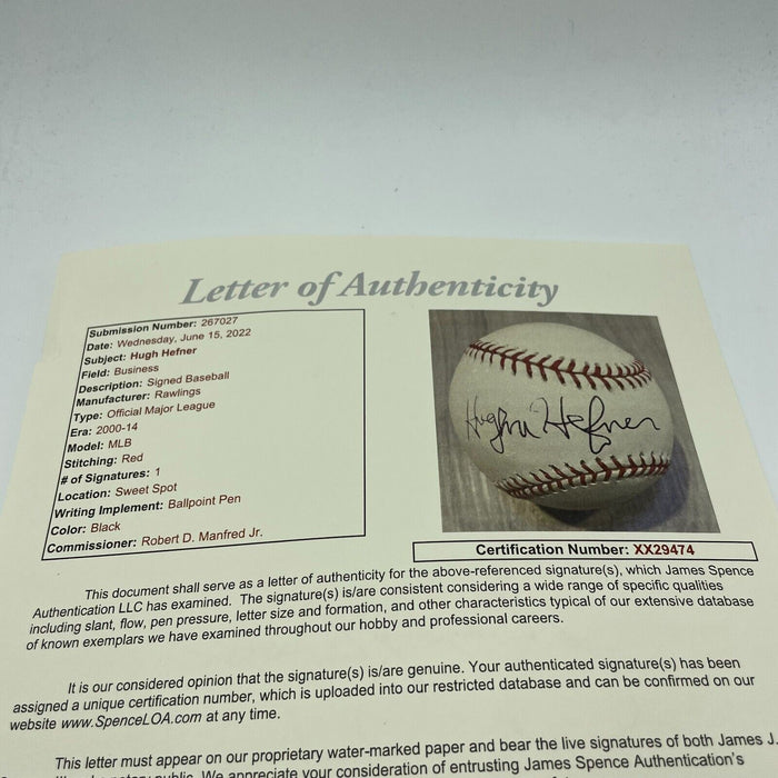 Hugh Hefner Signed Autographed Major League Baseball Playboy With JSA COA