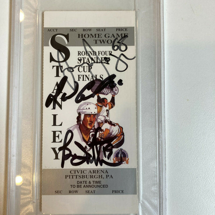 Mario Lemieux & Jaromir Jagr Signed 1991 Stanley Cup Ticket PSA DNA Penguins