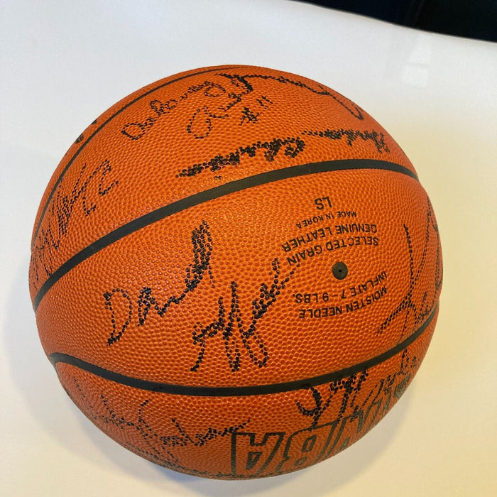 1990-91 Utah Jazz Team Signed NBA Game Basketball Karl Malone Stockton JSA COA