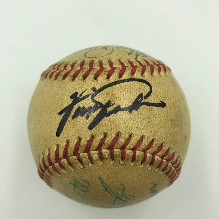 1950's Mickey Mantle Hank Aaron Eddie Mathews Multi Signed AL Baseball JSA COA