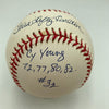 Steve Carlton Signed Heavily Inscribed STAT National League Baseball Beckett