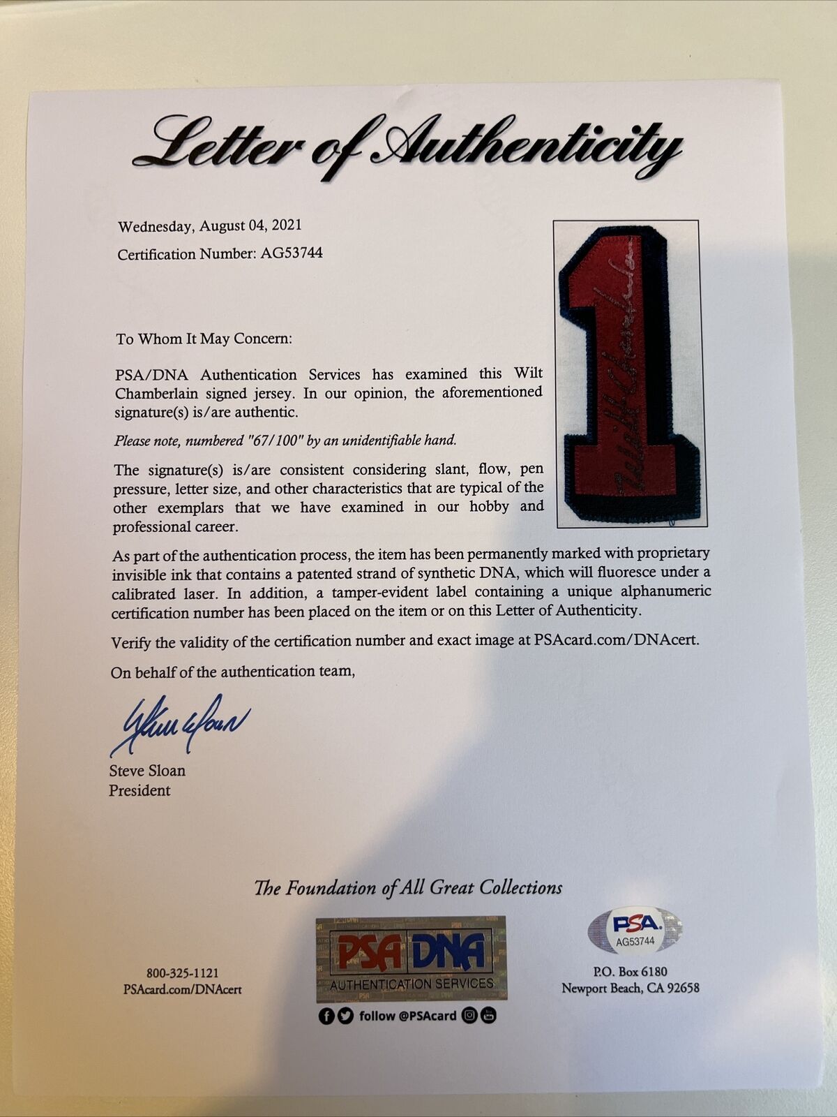 Wilt Chamberlain Signed Authentic Philadelphia 76ers Jersey UDA