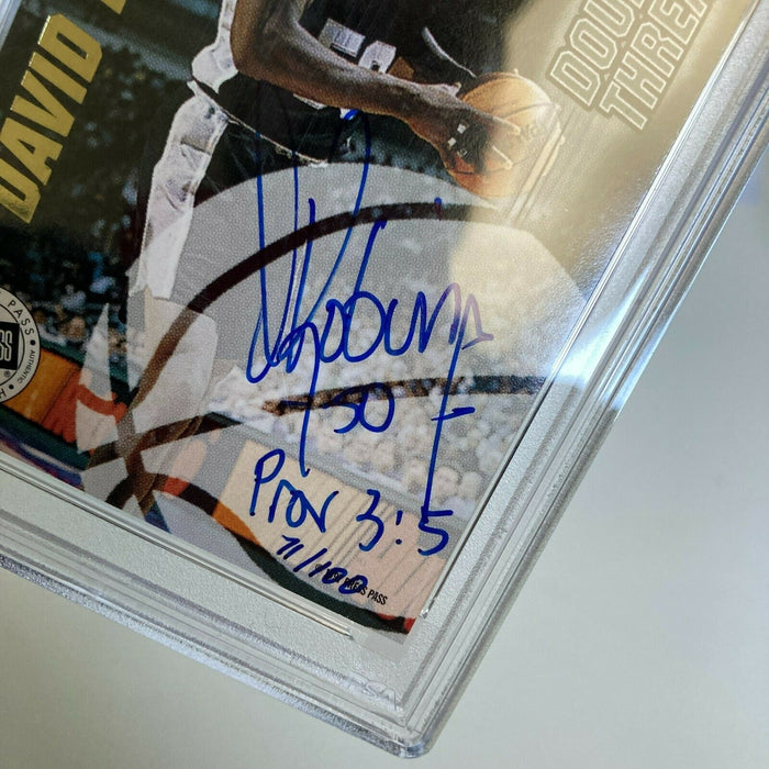 1997 Press Pass Double Threat Tim Duncan David Robinson ROOKIE AUTO 71/100 PSA