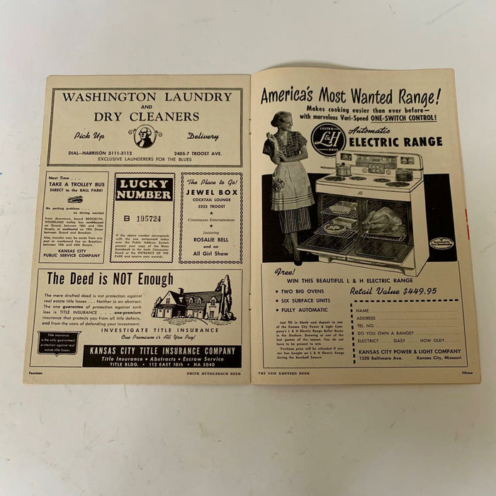 Mickey Mantle Signed 1951 Kansas City Blues Minor League Program With JSA COA