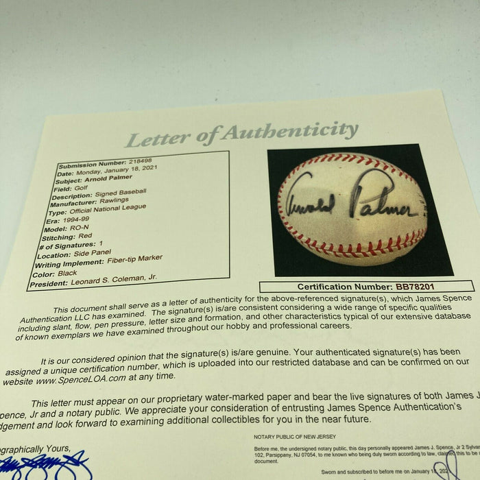Arnold Palmer Signed National League Baseball With JSA COA PGA Golf