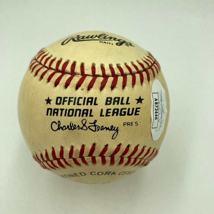 Ryne Sandberg Rookie Signed 1980's National League Feeney Baseball With JSA COA