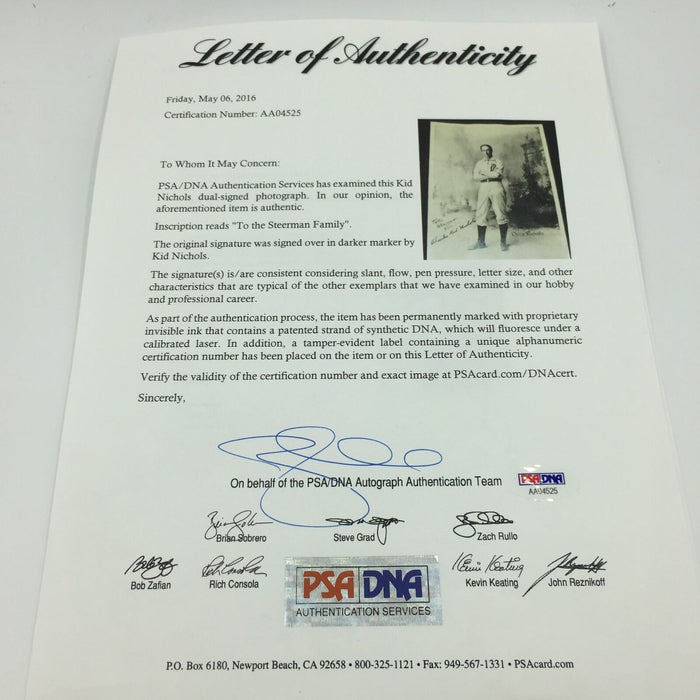 Rare 1899 Charles Kid Nichols Boston Beaneaters Signed Press Photo PSA DNA COA