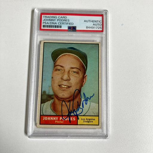 1961 Topps Johnny Podres Signed Baseball Card Los Angeles Dodgers PSA DNA COA