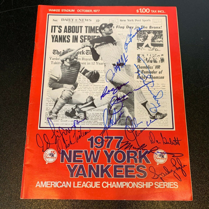1977 New York Yankees World Series Champs Team Signed ALCS Program JSA COA
