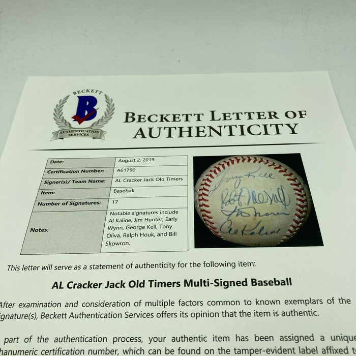 Hall Of Fame Multi Signed Cracker Jack Old Timers Game Baseball Beckett COA