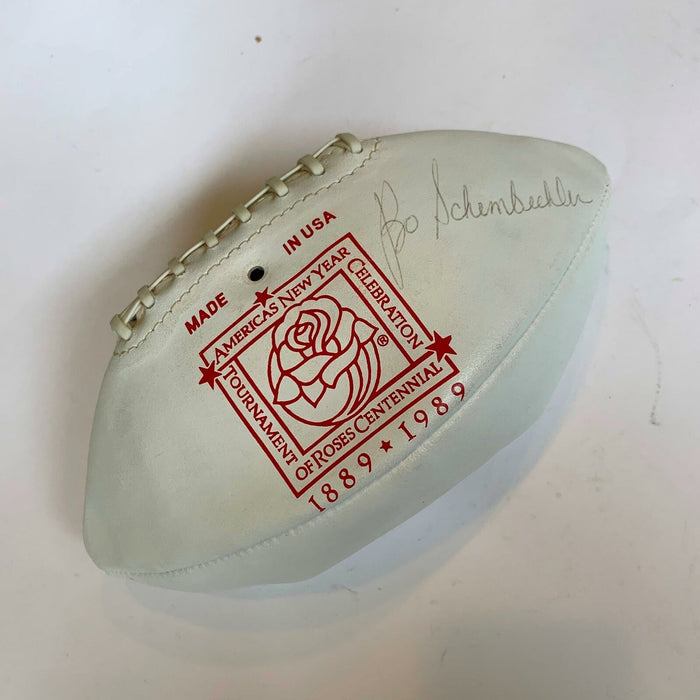 RARE Bo Schembechler Signed 1989 Rose Bowl 100th Year Anniversary Football PSA