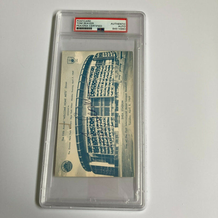 Tom Seaver Signed 1969 New York Mets Shea Stadium Postcard PSA DNA RARE
