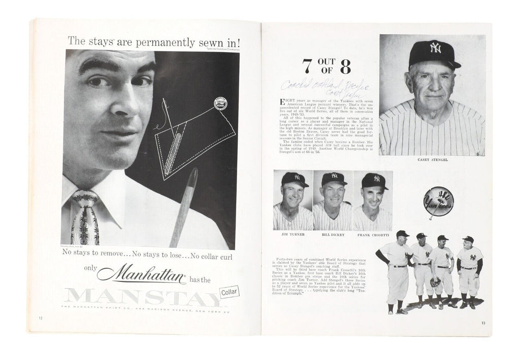 Don Larsen Signed & Inscribed 1956 World Series Game Program  JSA COA