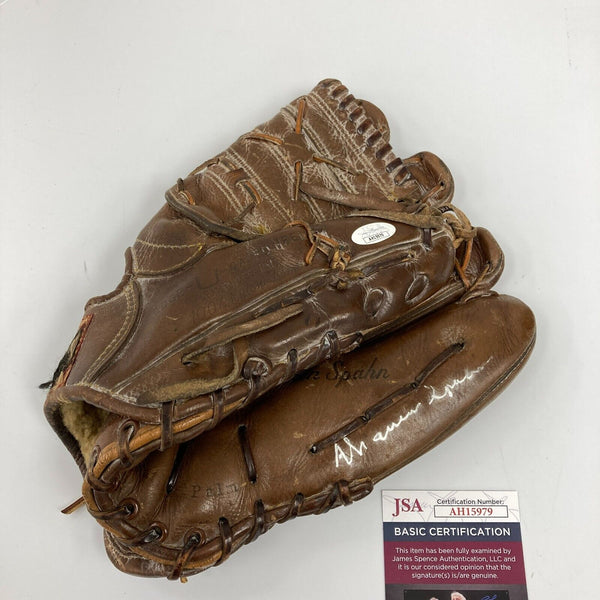 Warren Spahn Signed 1950's Game Model Baseball Glove JSA COA