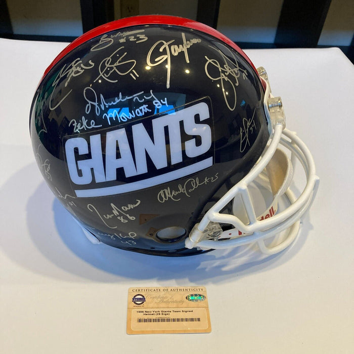 1986 New York Giants Super Bowl Champs Team Signed Full Size Helmet Steiner COA