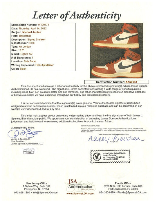 Michael Jordan Rookie Signed Pair Of 1985 Nike Jordan 1 Shoes Sneakers PSA & JSA