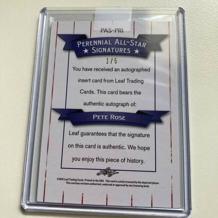 2012 Leaf Pete Rose #1/5  Auto Signed Autographed Baseball Card