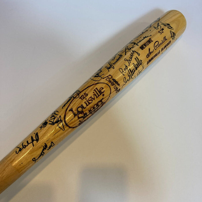 1986 New York Yankees Team Signed Baseball Bat Don Mattingly JSA COA