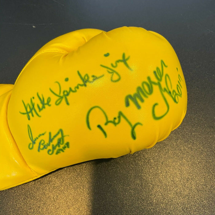 Michael Spinks Ray Mercer & Iran Barkley Signed Boxing Glove JSA COA
