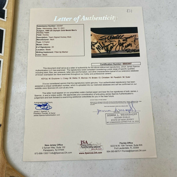 1980 Team USA Olympics Miracle On Ice Team Signed Hockey Stick 20 Sigs JSA COA