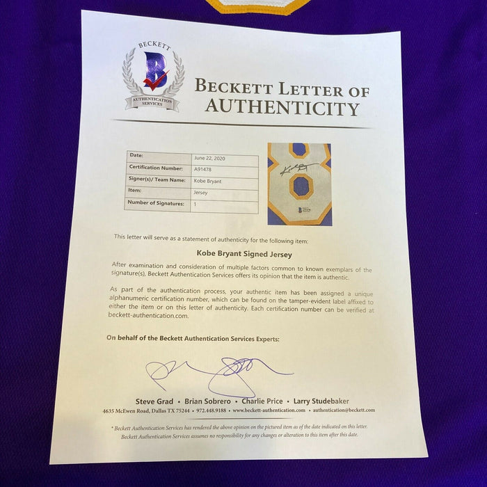 Kobe Bryant Signed Nike Authentic Los Angeles Lakers Jersey Beckett & PSA DNA