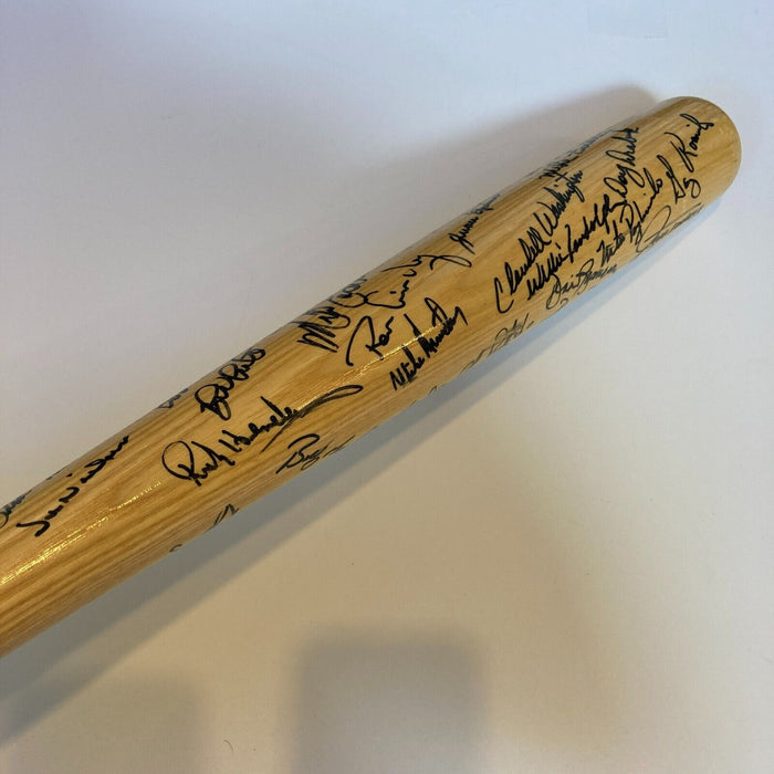 1986 New York Yankees Team Signed Baseball Bat Don Mattingly JSA COA