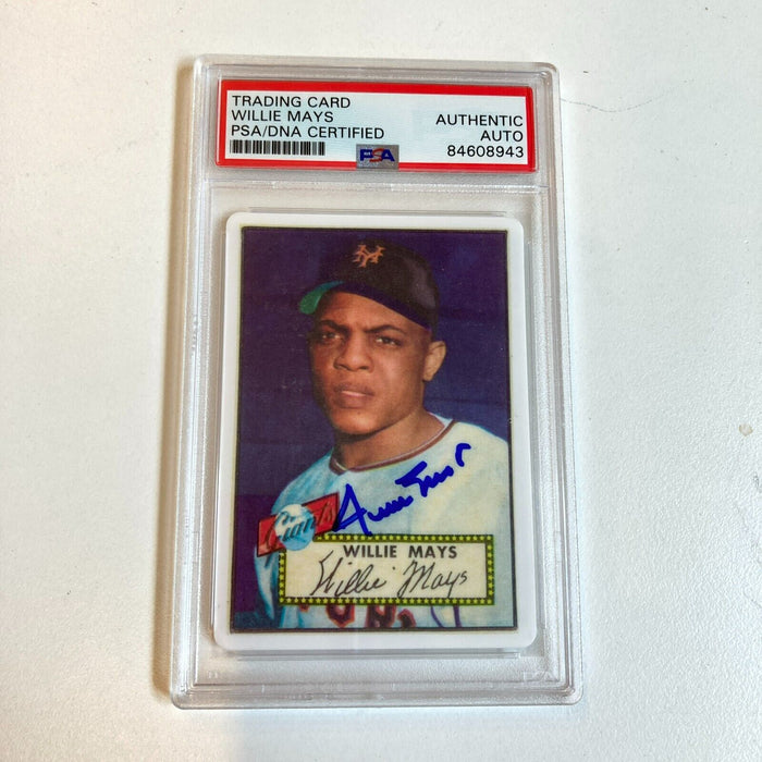 1952 Topps Willie Mays Signed Autographed Porcelain RP RC Baseball Card PSA DNA