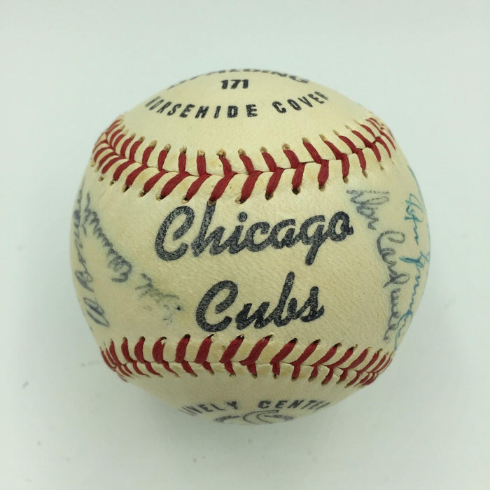 Nice 1960 Chicago Cubs Team Signed Baseball Ernie Banks Ron Santo With JSA COA