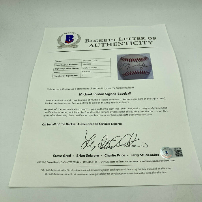 Michael Jordan Signed 1990's American League Baseball With Beckett COA RARE