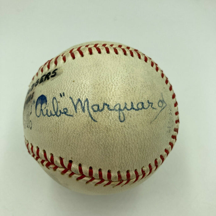 Max Carey Rube Marquard Zack Wheat 1910's Dodgers HOF Signed Baseball JSA COA