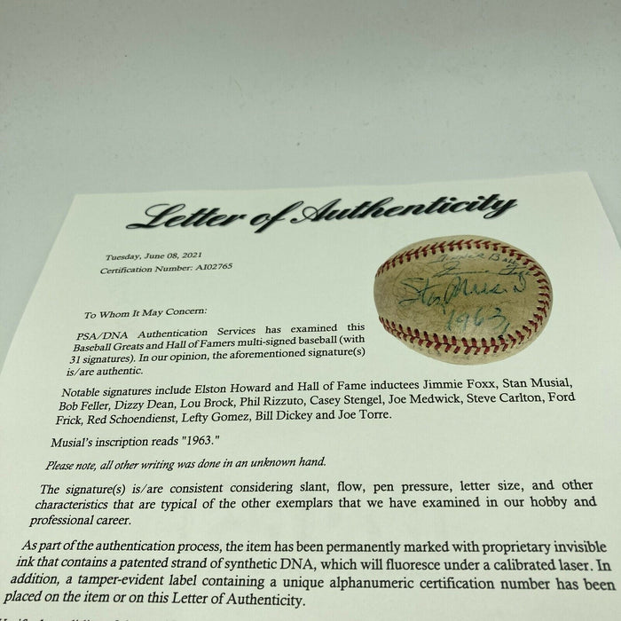 Jimmie Foxx HOF Legends 1963 All Star Game Dinner Multi Signed Baseball PSA DNA